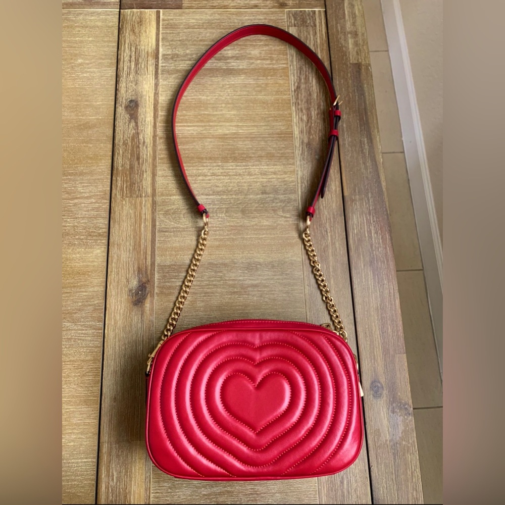 NWT Red leather Coach purse with heart
